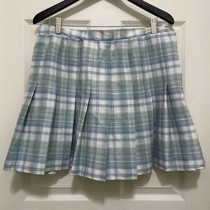 Rewind Pleated Mini Skirt Plaid Schoolgirl Preppy Light Academia Blue X-Large XL
